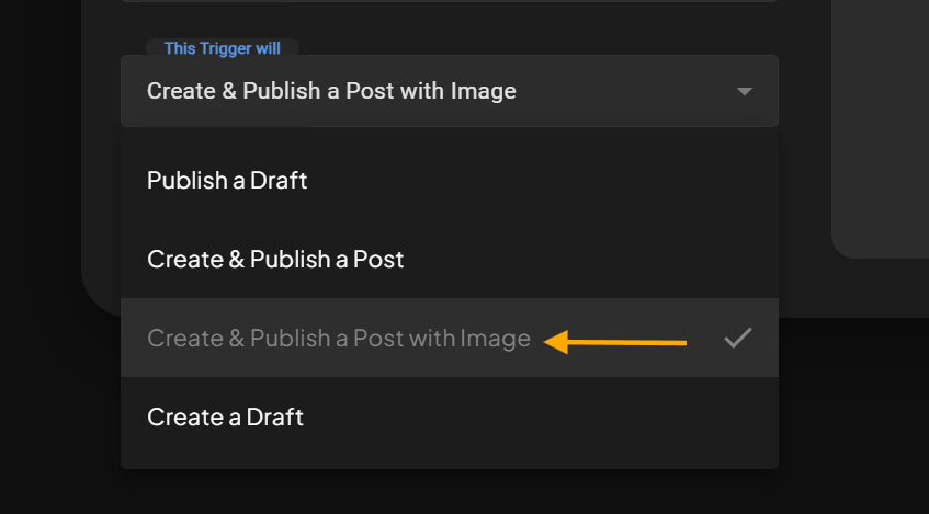Choose Create & Publish Post With Images from the dropdown Choose Create & Publish Post With Images from the dropdown