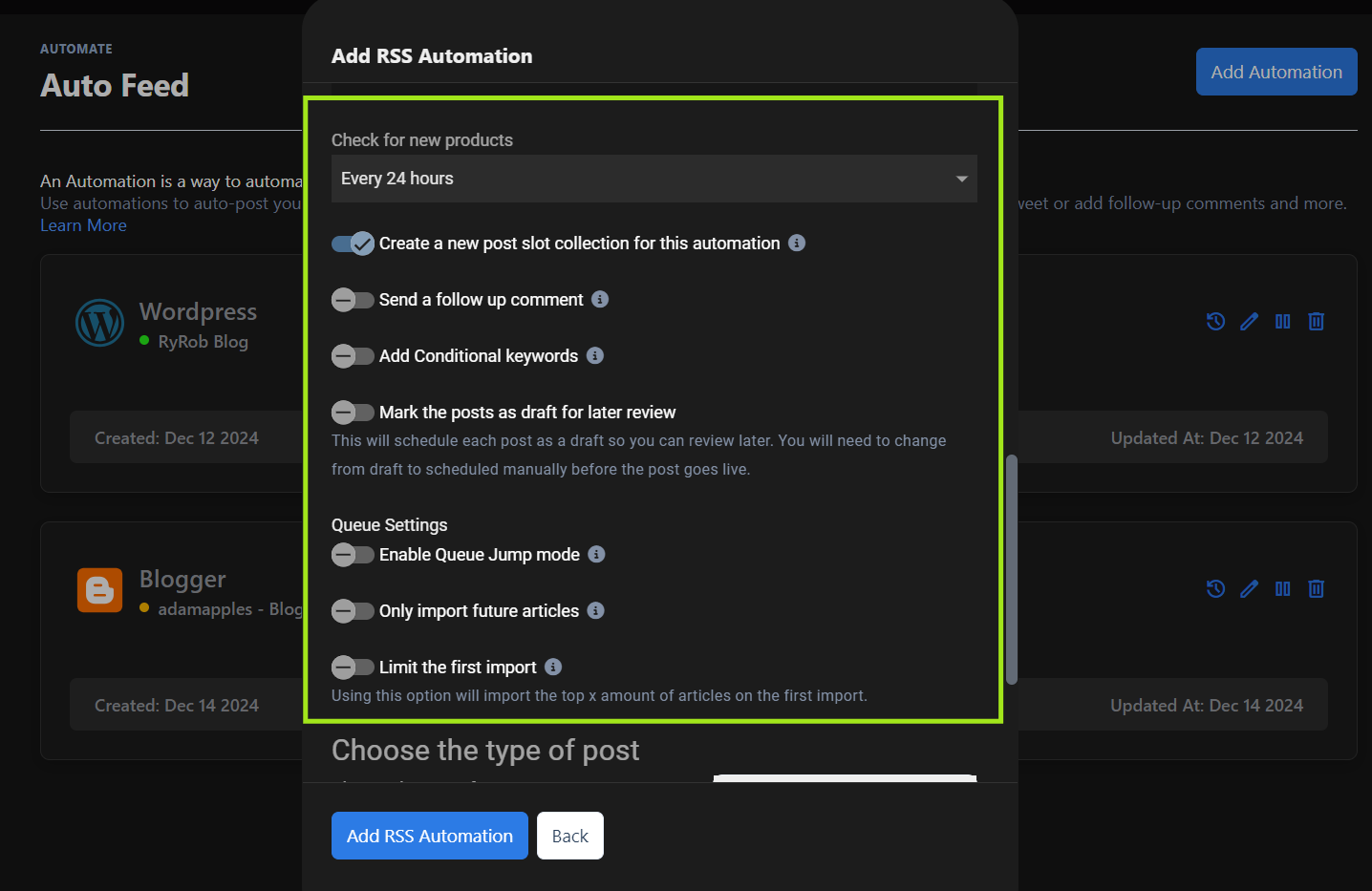 Fine Tuning the Auto Feed Settings