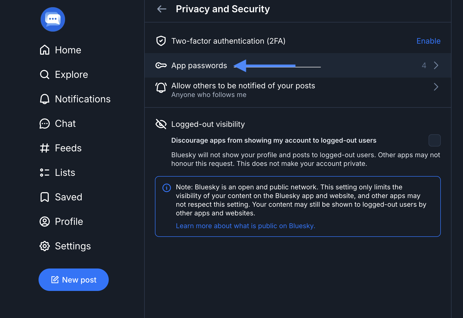 App Passwords Section