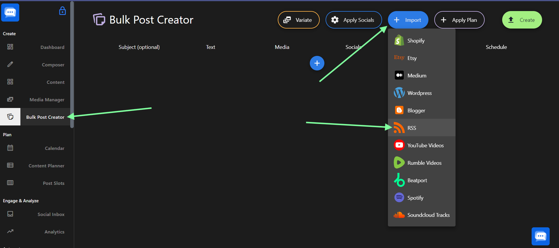 Bulk Post Creator - Import - RSS
