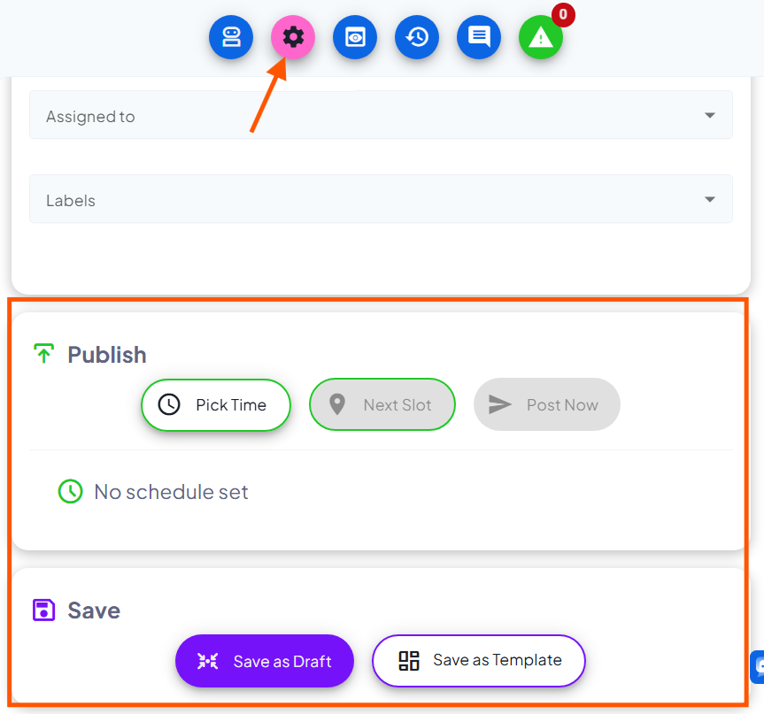 Post, Schedule or save as draft for later Post, Schedule or save as draft for later