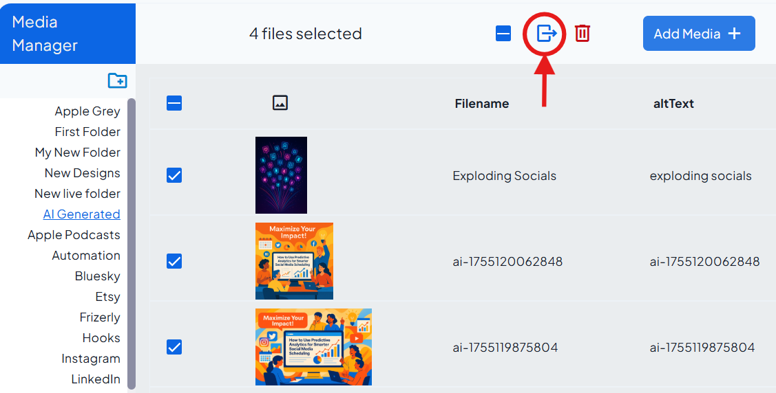 Select and click Move to Folder Select and click Move to Folder